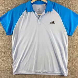 Adidas Golf Polo Shirt Mens XL Blue Gray Areoready Golfer Office Casual Athletic